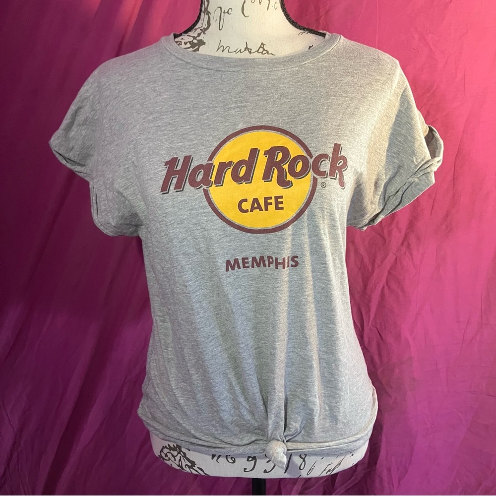Hard Rock Cafe Gray and Yellow Women's Tee
